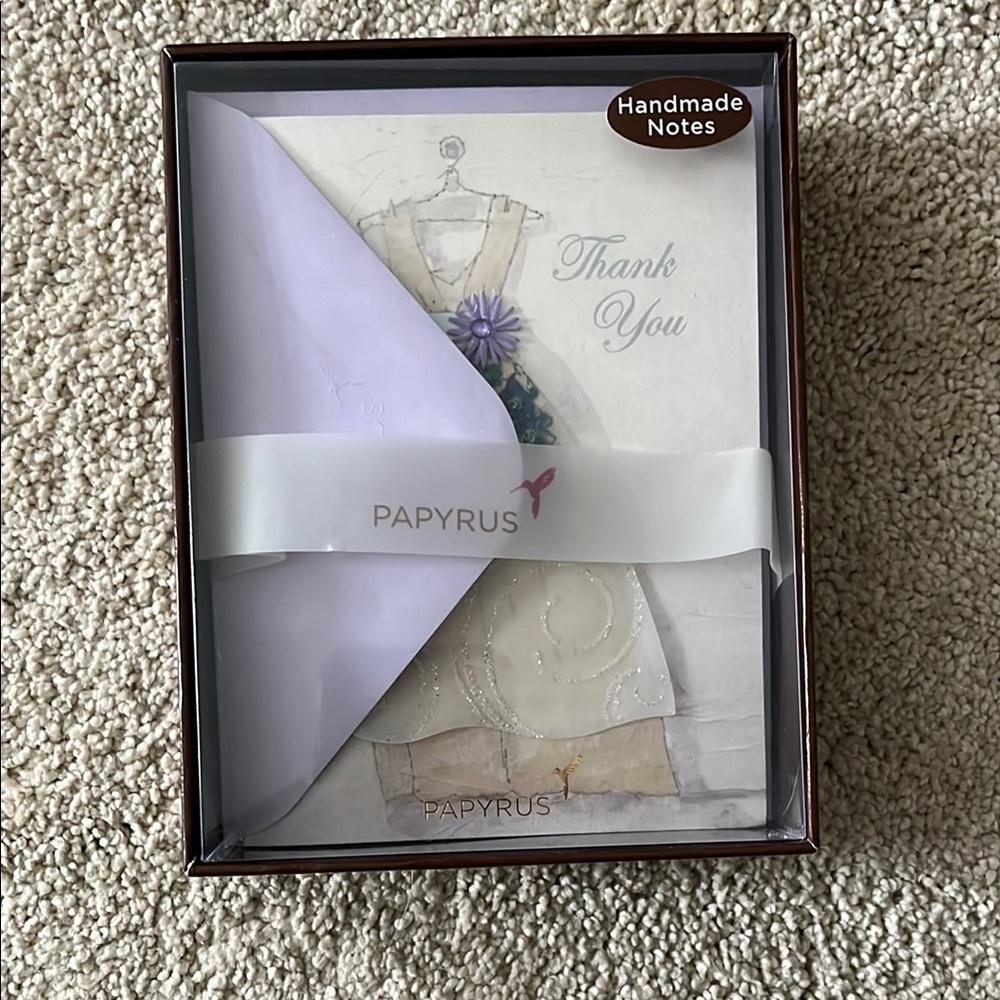 Wedding Dress Thank You Card with Floral Design- set of 7